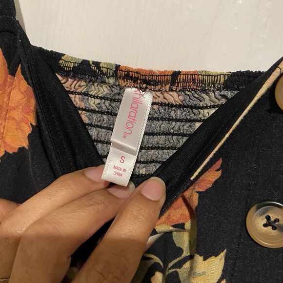 Y2K Xhilaration VNTG Dress Size S Black Floral Spaghetti Strap Fairy Grunge Sz S - Picture 6 of 9